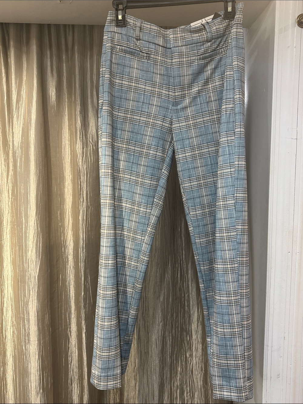 Liverpool Light Blue Plaid Slim Dress Pants